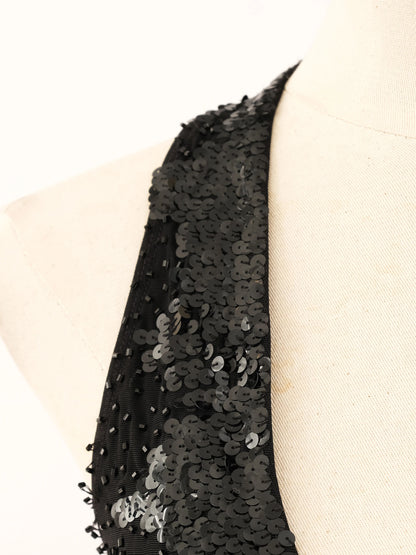 Excellent Roccobarocco Black Sequined Sleeveless Top Size L