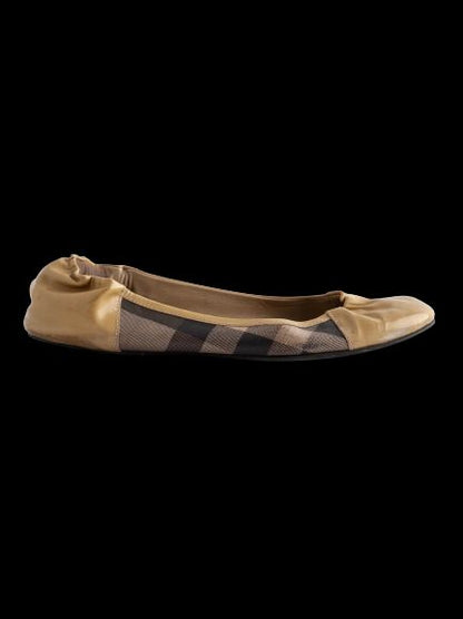Average Burberry Beige Plaid Ballet Flats Fabric Size 37