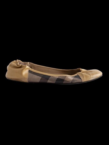 Average Burberry Beige Plaid Ballet Flats Fabric Size 37