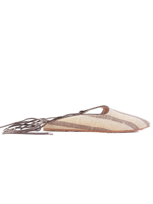 Weekend MaxMara Excellent Condition Striped Fabric Flat Shoes