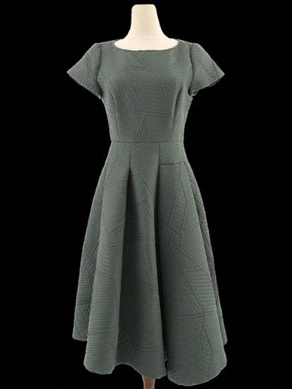 Excellent MaxCo Green Fit-and-Flare Dress Size S Polyester