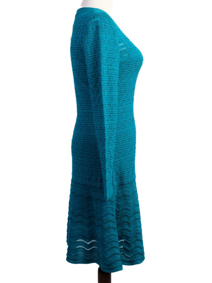 Excellent Missoni Green Viscose Dress Size L with Long Sleeves