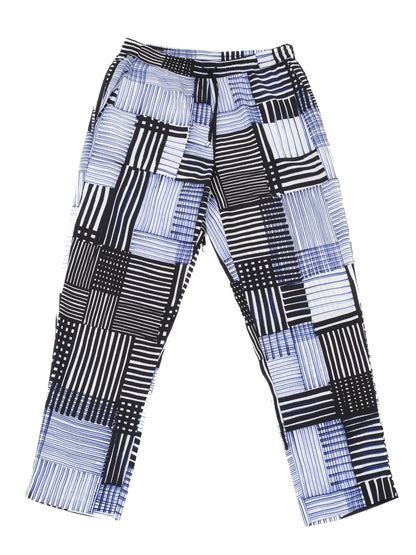 Excellent DKNY Women's Top M Black White Blue Geometric Pattern