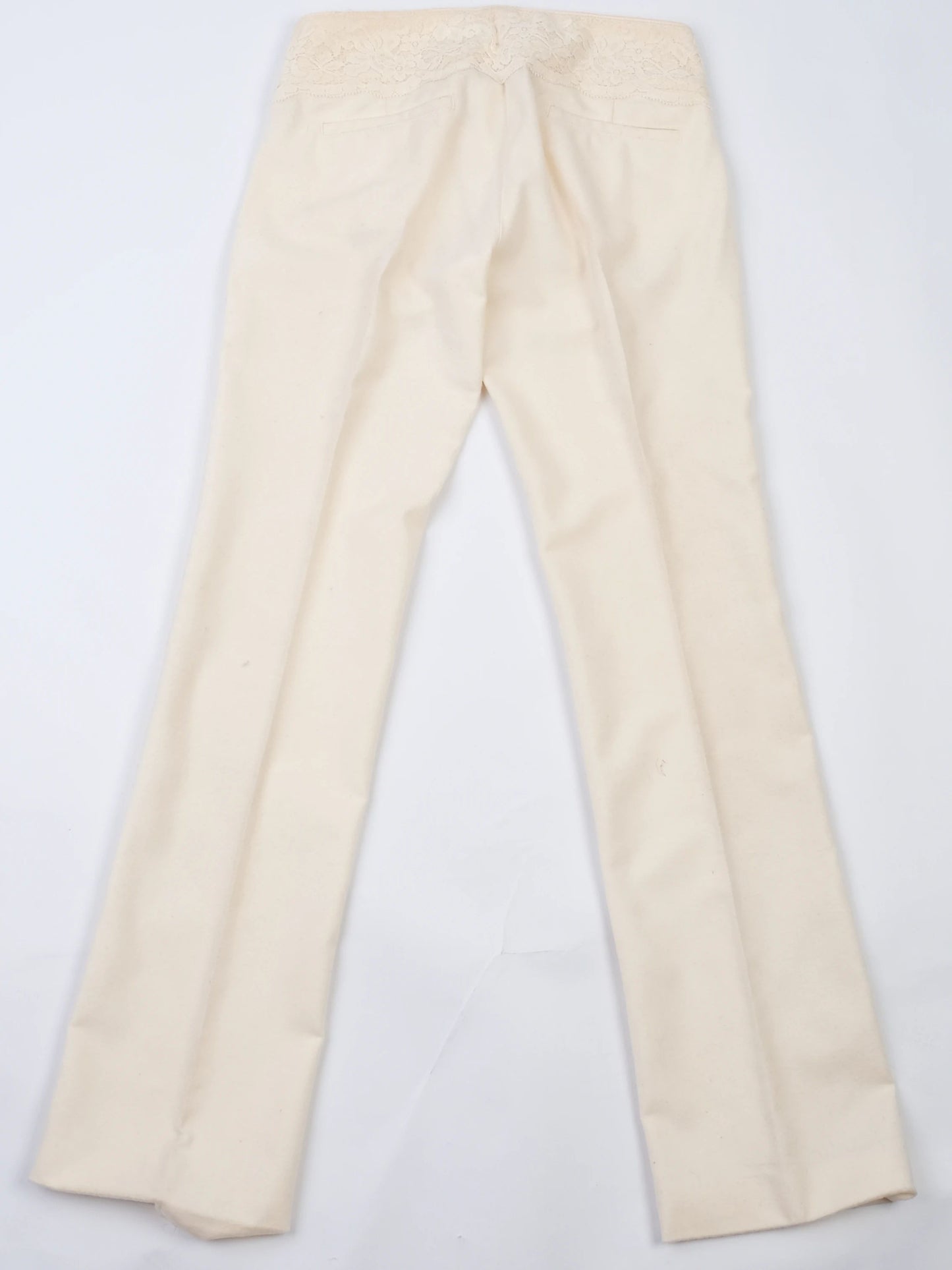 excellent red valentino yellow wool pants size s with lace detail