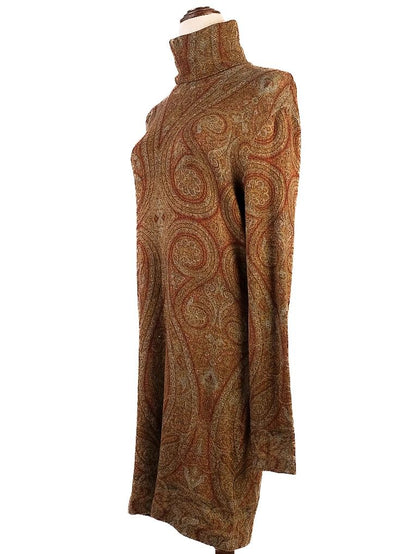 Excellent Etro Long-Sleeve Paisley Sweater Dress Size L