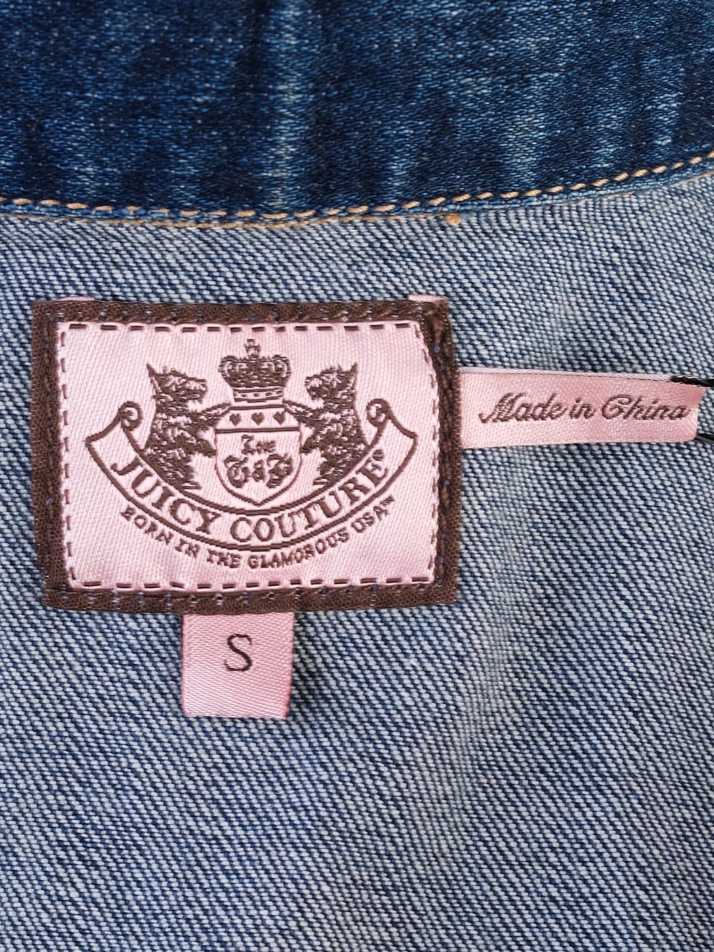 excellent juicy couture blue denim vest size s with ruffled details