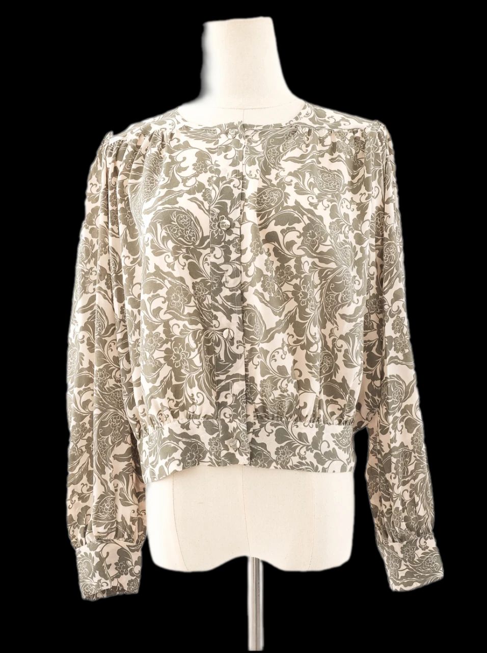 excellent marella green floral silk blouse size l