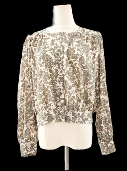 Excellent Marella Green Floral Silk Blouse Size L
