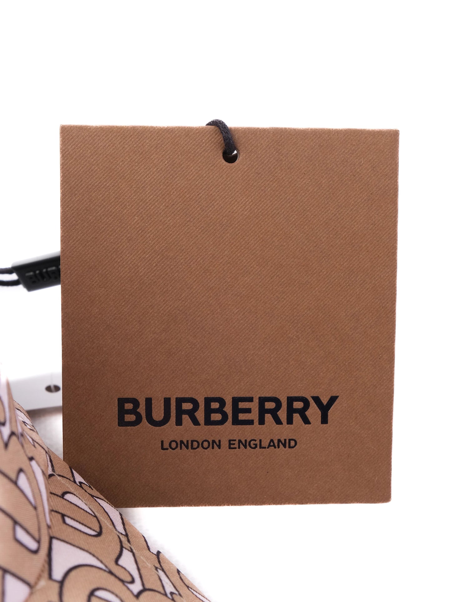 new burberry pink silk hat size s with interlocking letter pattern