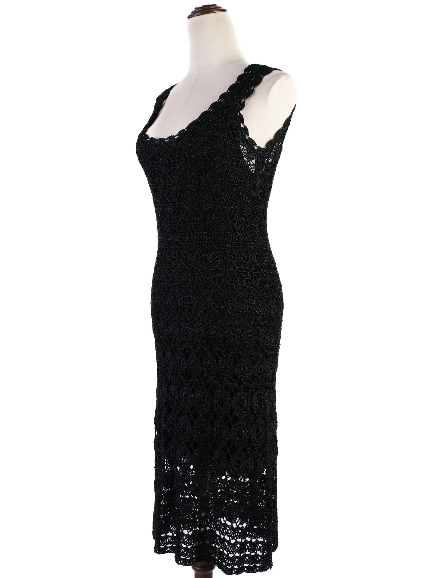 excellent laurel black crochet dress with shawl size s