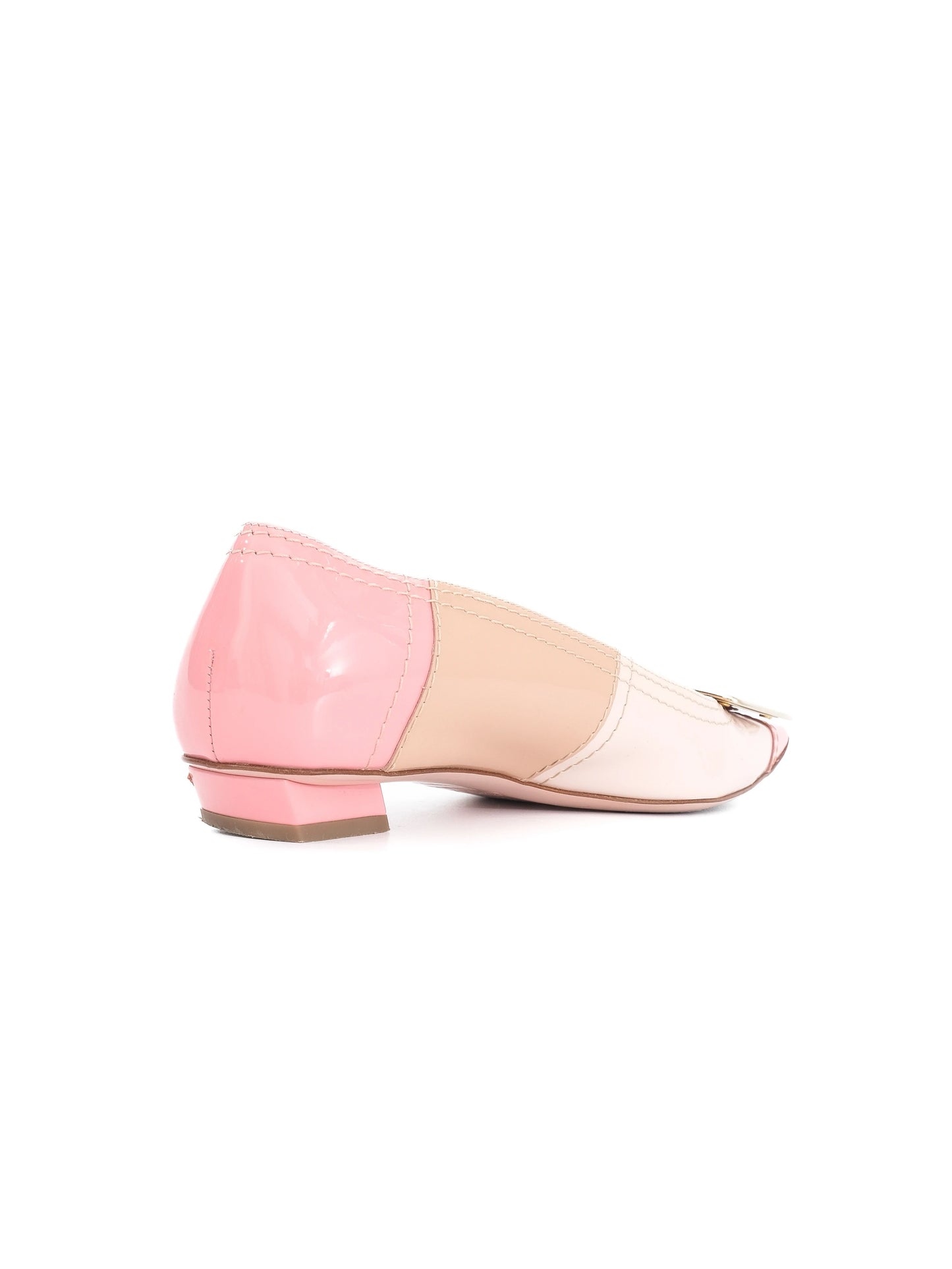 excellent roger vivier women's flat shoes pink beige leather size 36.5