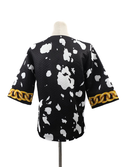 NEW Moschino Black & White Chain Print Top Size L Cotton