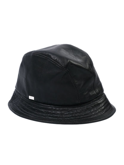 NEW Salvatore Ferragamo Black Leather Bucket Hat Size M