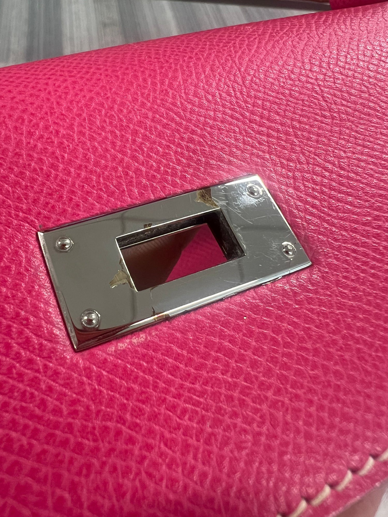 Hermes Epsom Leather Kelly 32 Silver Hand-turn Shoulder Bag Rose Tyrien 2way Shoulder Bag Rose Tyrien Pink Rose Tyriem E