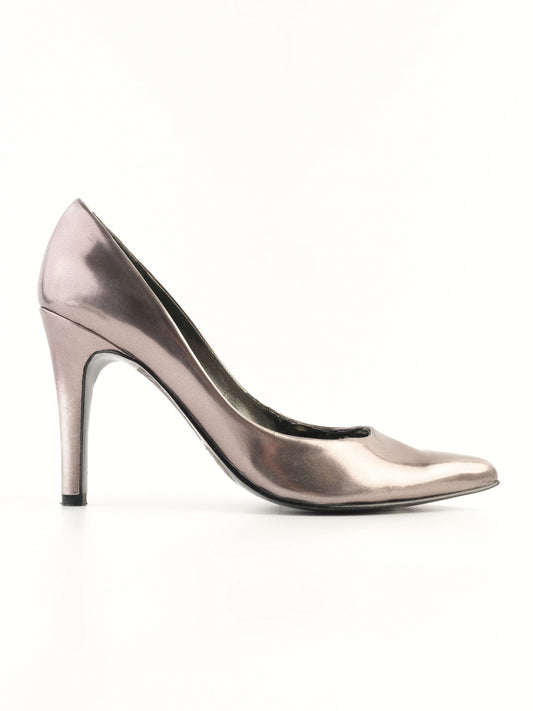 Average Nine West Gray Leather High-Heeled Shoes Size 36