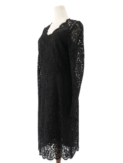 Perfect Dolce Gabbana Black Lace Dress Size L Floral Design