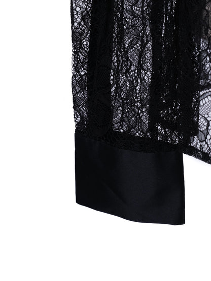 NEW By Malene Birger Black Lace Long Sleeve Blouse Size M