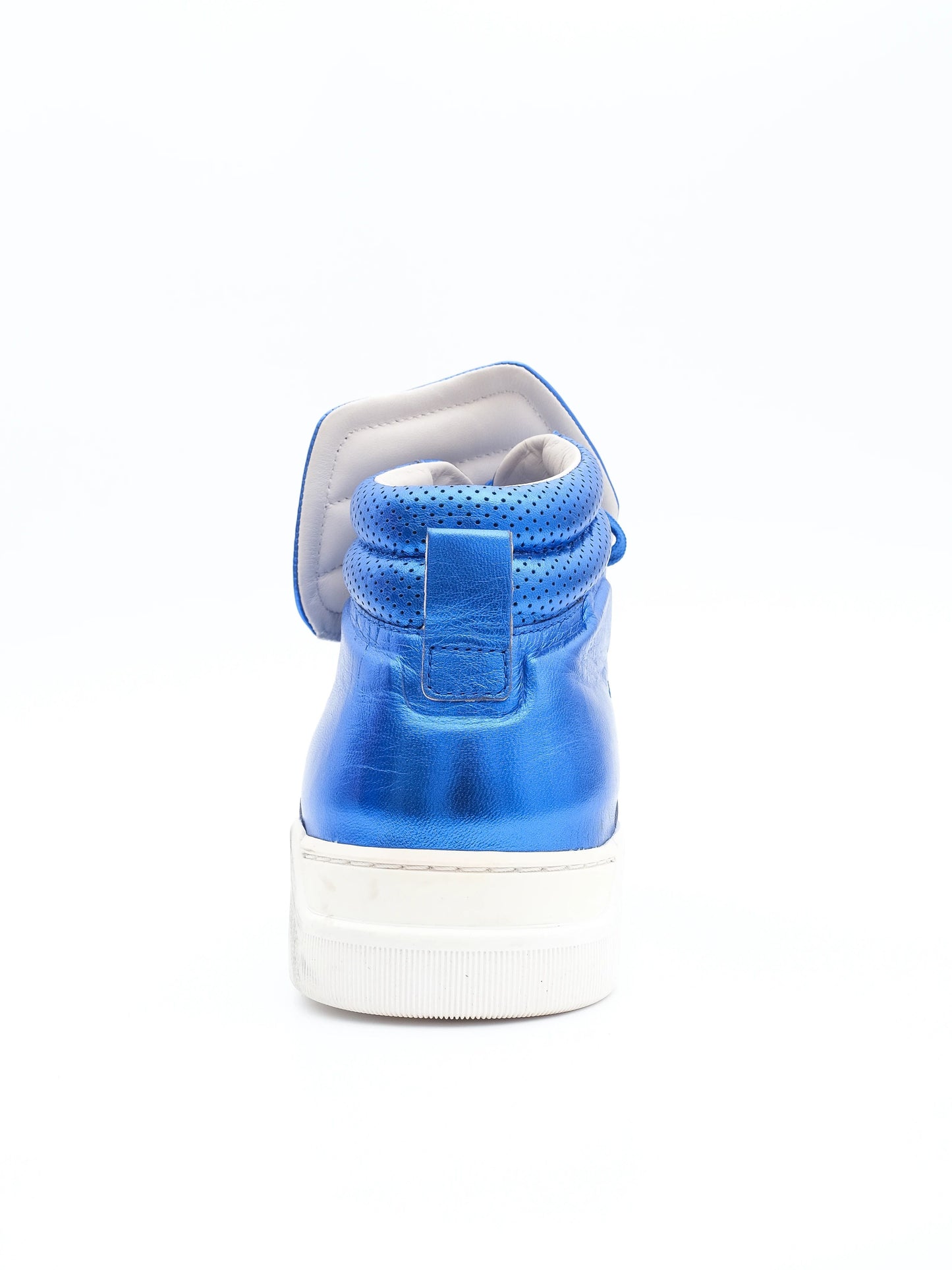 excellent dolce gabbana blue leather high-top sneakers size 42