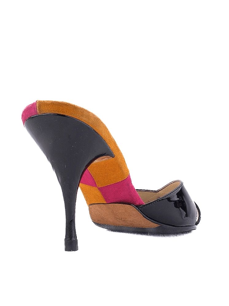 average condition brian atwood black leather high-heeled sandals size 38
