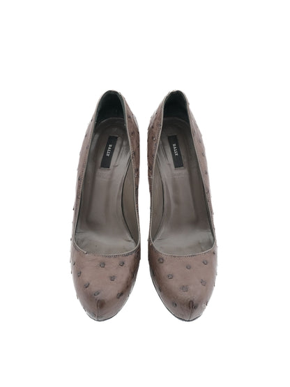 Excellent Bally Gray Leather High-Heeled Shoes Size 37