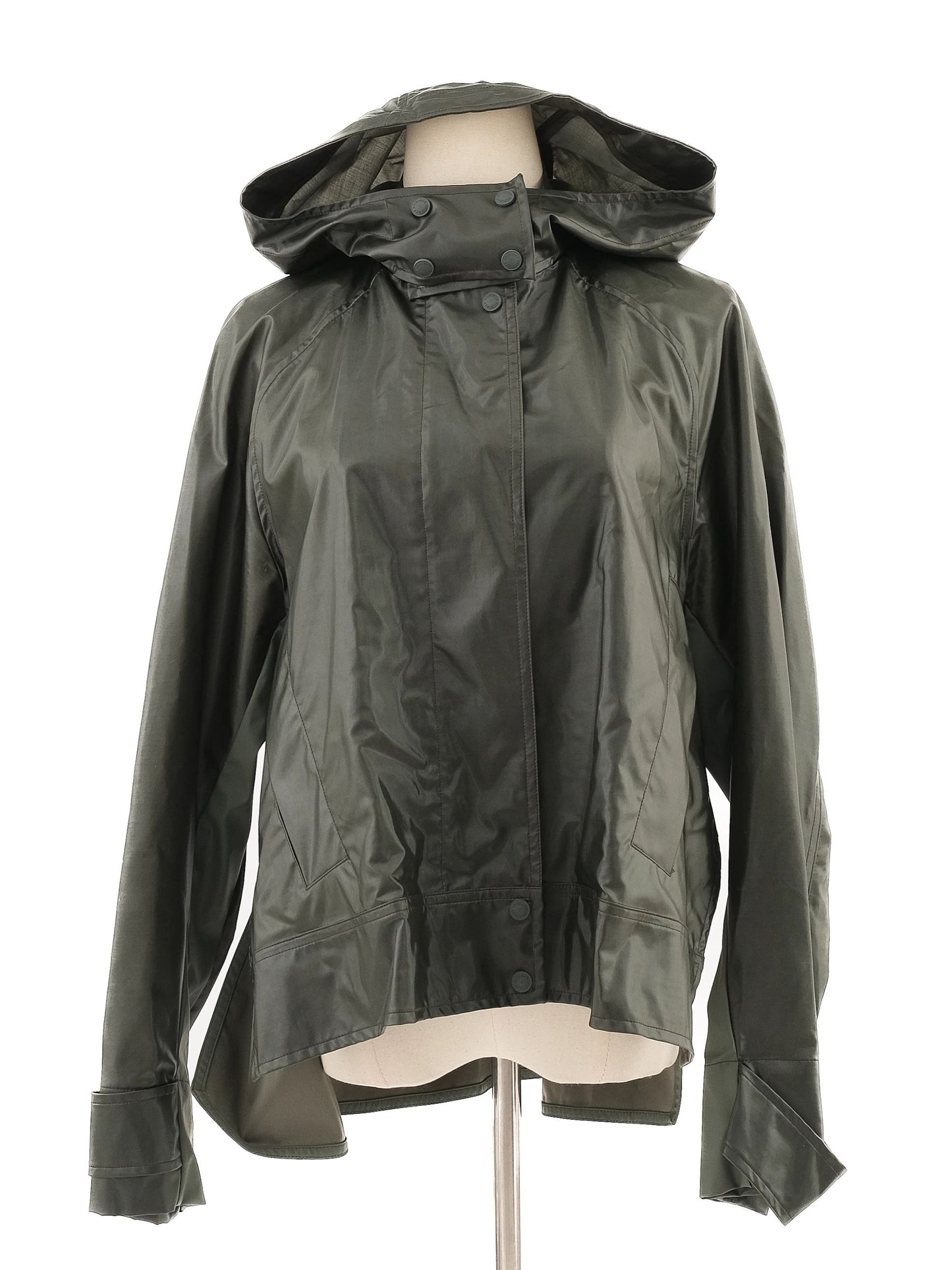 excellent sportmax green wool hooded jacket size l with pockets
