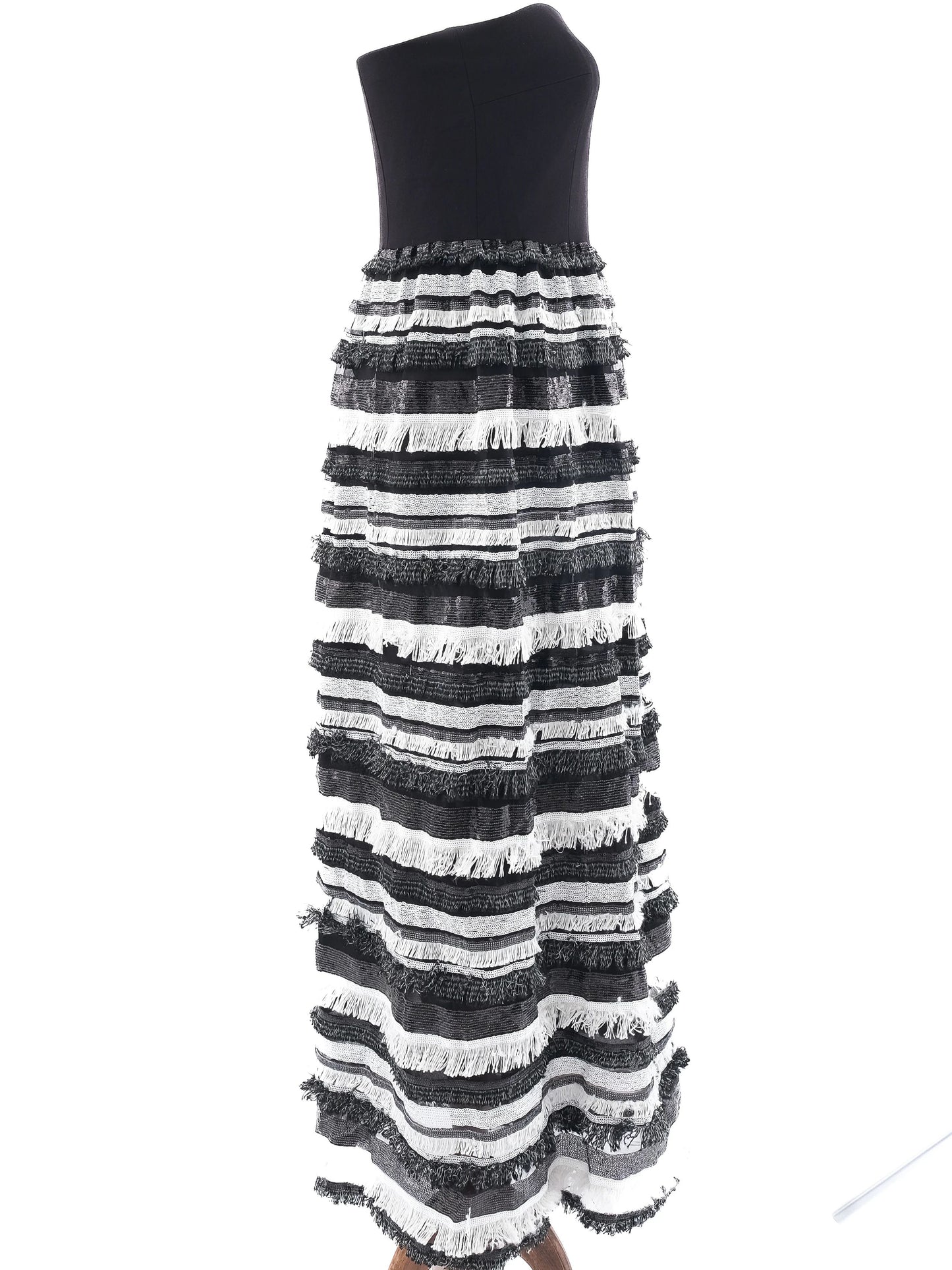 atos lombardini strapless dress black white size l excellent condition