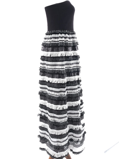 Atos Lombardini Strapless Dress Black White Size L Excellent Condition