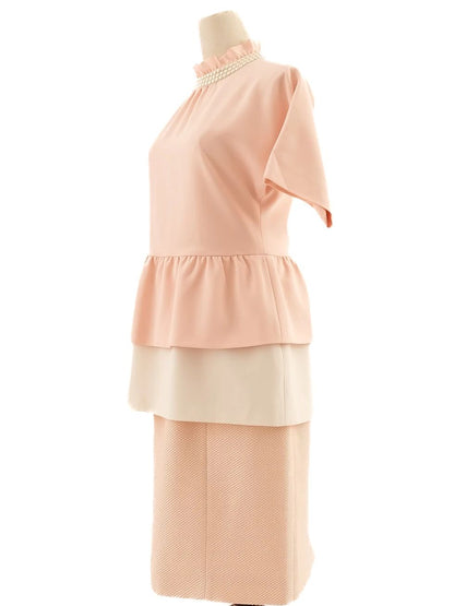 Excellent Moschino Pink Peplum Top & Pencil Skirt Set Size M