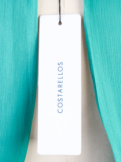 NEW Costarellos Teal Long Gown V-Neck Belted Size N/A