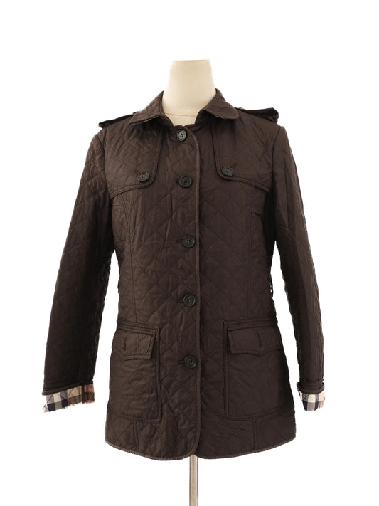 Excellent Burberry Green Nylon Quilted Jacket Size M