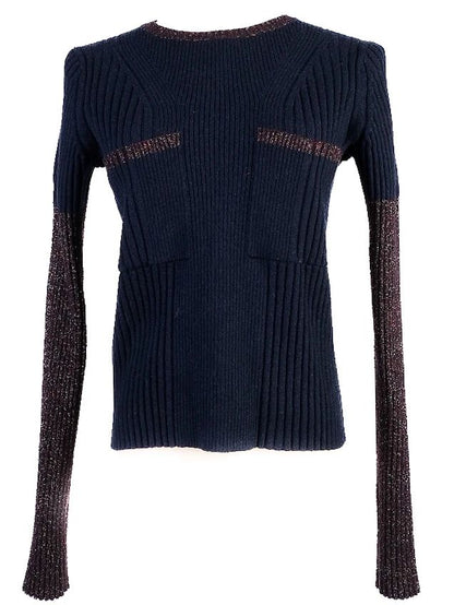 Kenzo Blue Long Sleeve Ribbed Sweater Women Size L Excellent