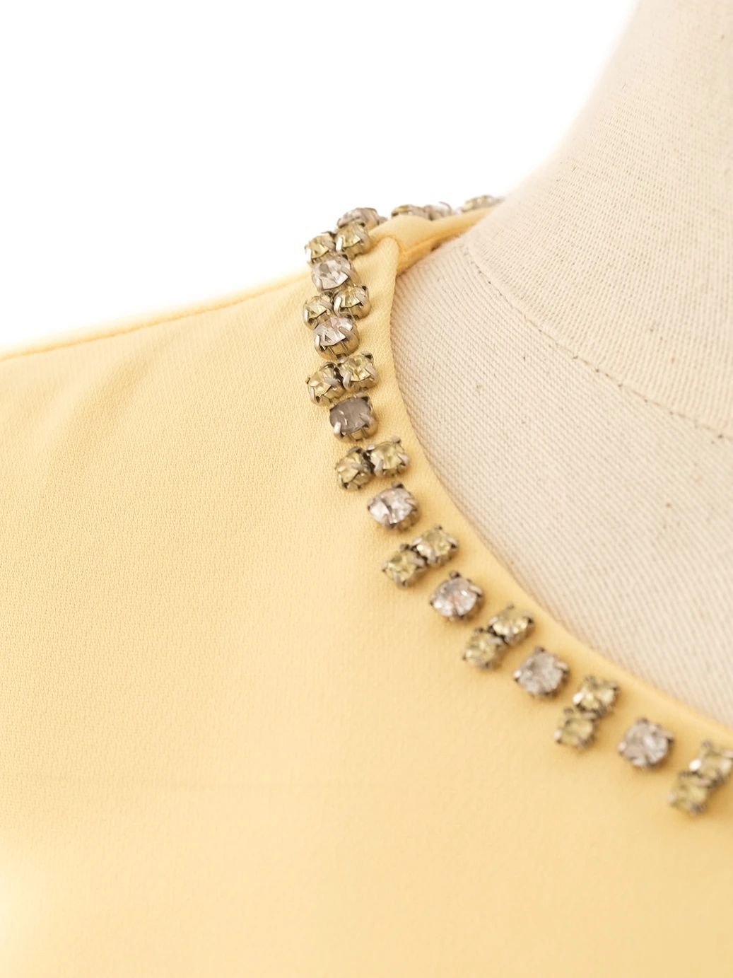 max mara excellent yellow cotton dress size l with jeweled neckline