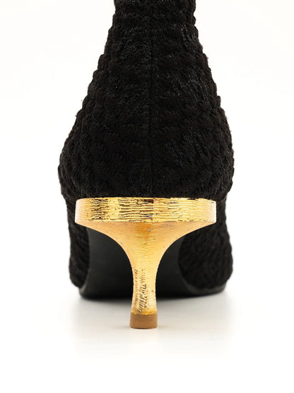 Excellent Uterque Black Cashmere Wool Ankle Boots Size 39