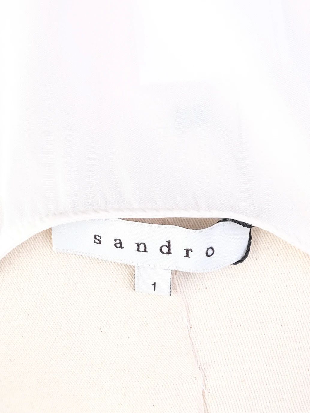 excellent sandro white silk sleeveless top xs abstract design