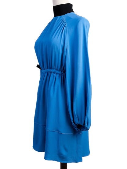 Excellent Sportmax Blue Silk Dress Size M with Tie Belt