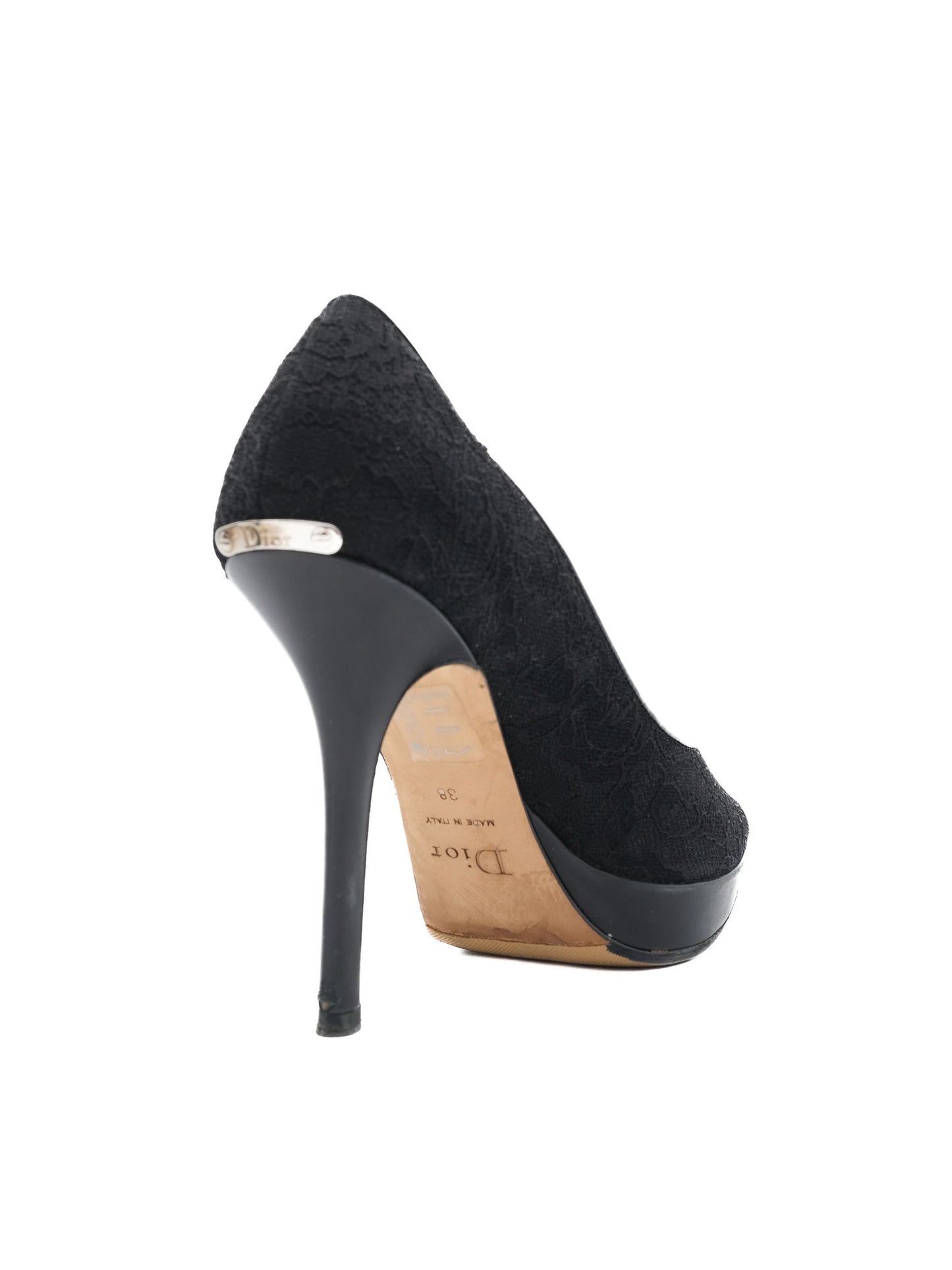 excellent dior black lace high-heeled shoes size 38