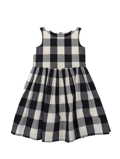 Excellent Bonpoint Dress Black White Checkered Cotton Size 12