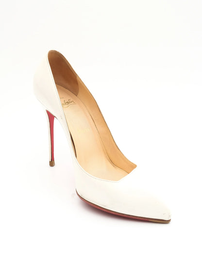 Average Condition Christian Louboutin White Leather Heels Size 38