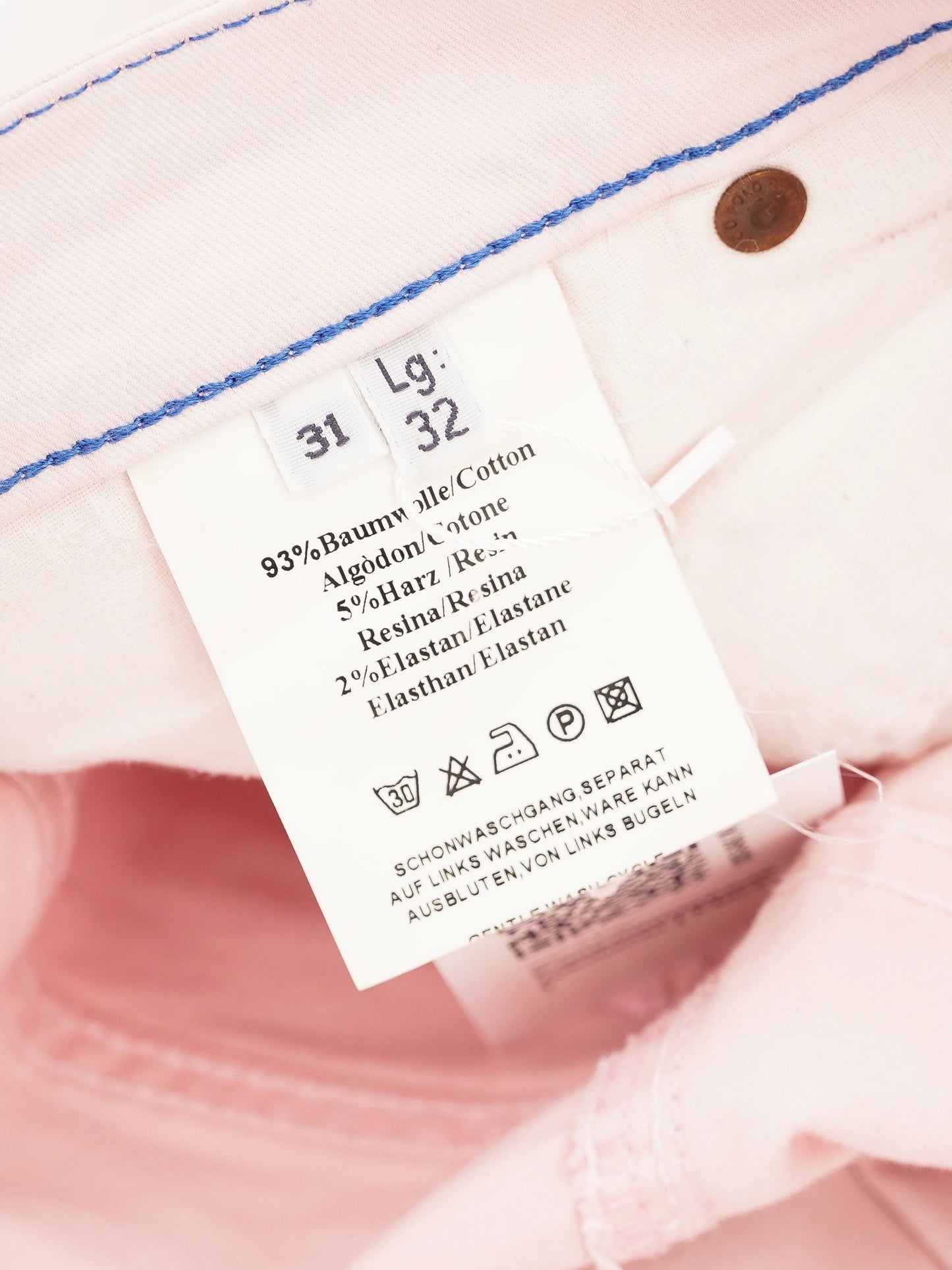 excellent marc o'polo light pink jeans size xl elastane