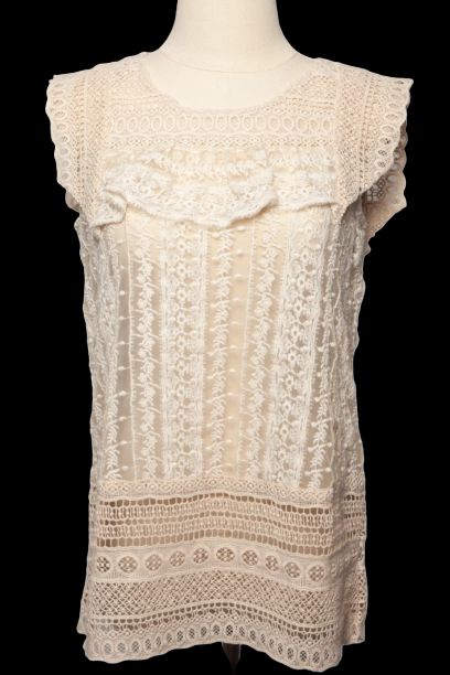 Good TWINSET White Sleeveless Lace Top Size XXS Women's Fashion