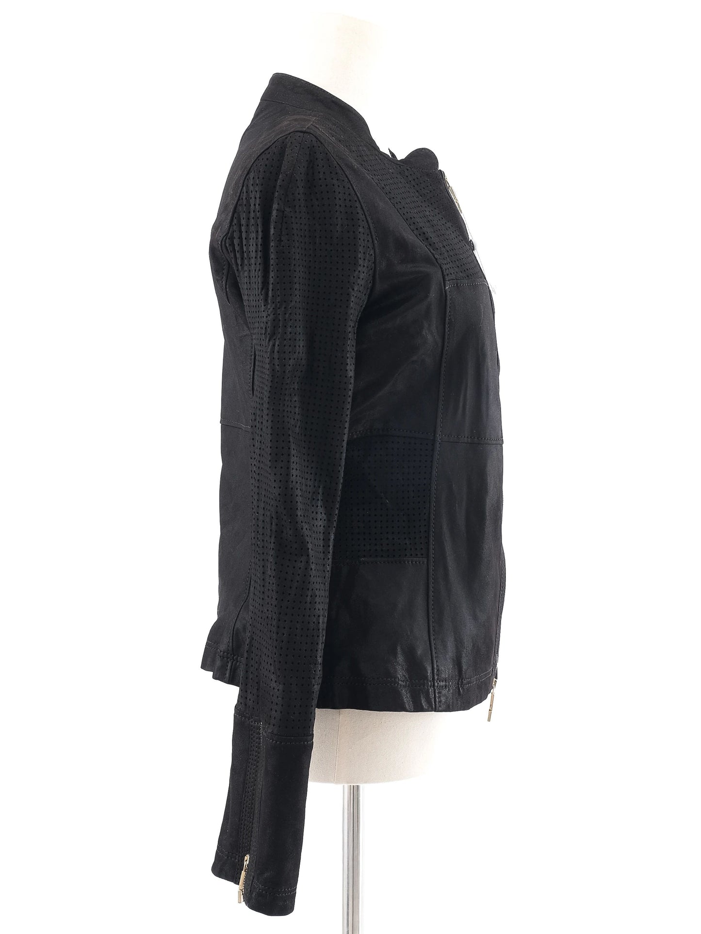 excellent ferre black wool jacket size xs with zipper details