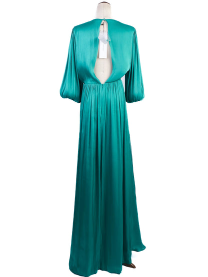 NEW Costarellos Teal Long Gown V-Neck Belted Size N/A
