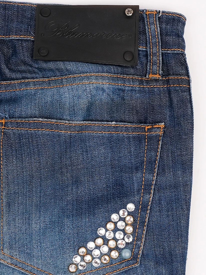 excellent blumarine blue cotton jeans size xs with decorative studs