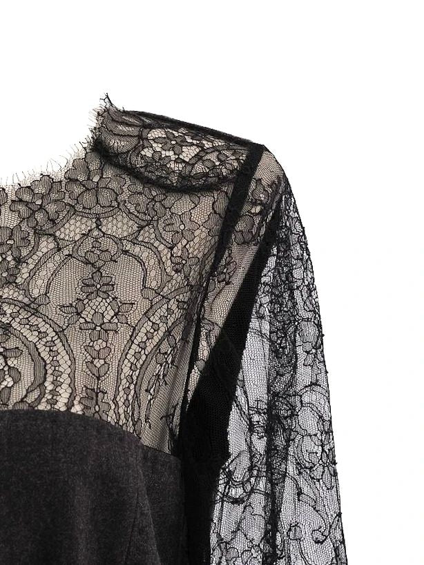 new clips gray lace dress xl women's wool fitted elegance