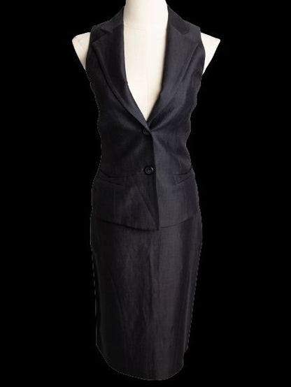 Good Ted Baker Black Sleeveless Two-Piece Outfit Vest & Skirt