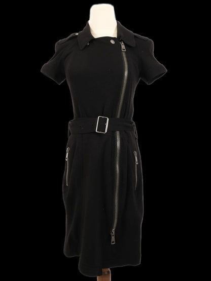 Excellent Burberry Black Wool Dress Size S with Zipper Details