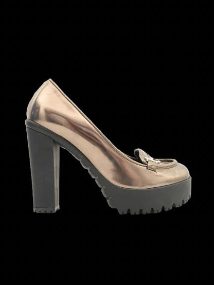 Byblos Gray Leather High-Heeled Shoe Size 37 Excellent Condition