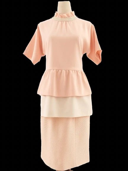 excellent moschino pink peplum top & pencil skirt set size m