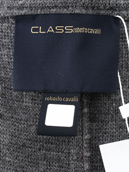 Excellent Class Roberto Cavalli Gray Wool Women's Coat with Decorative Trim
