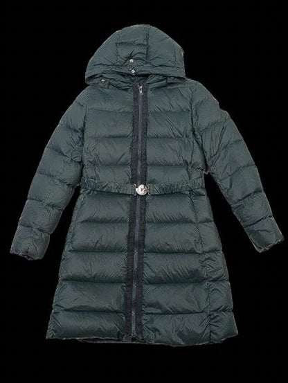 Excellent Moncler Dark Green Padded Coat with Hood Size 12 for Kids